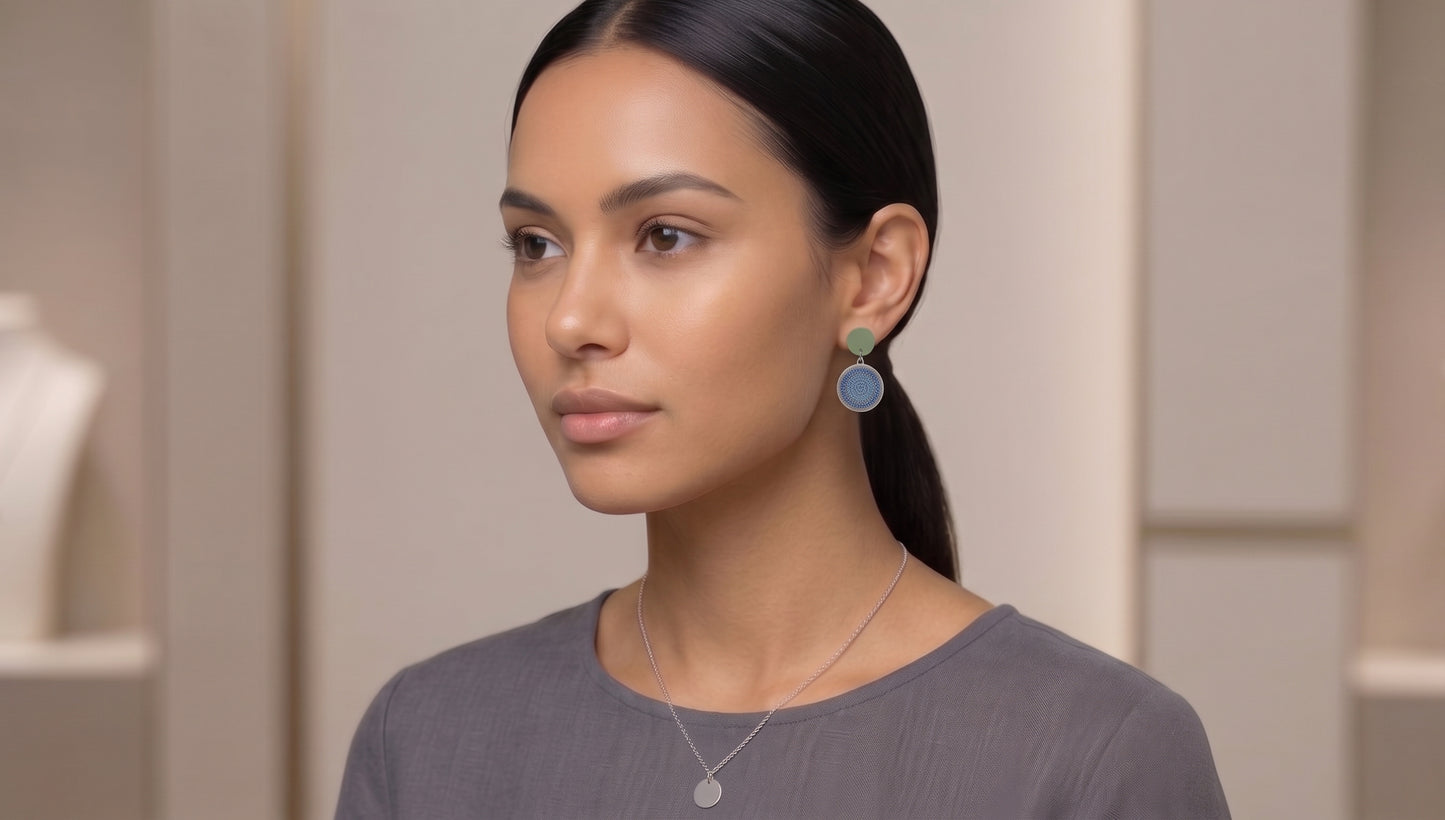 Boho Mosaic Ceramic-Style Drop Earrings