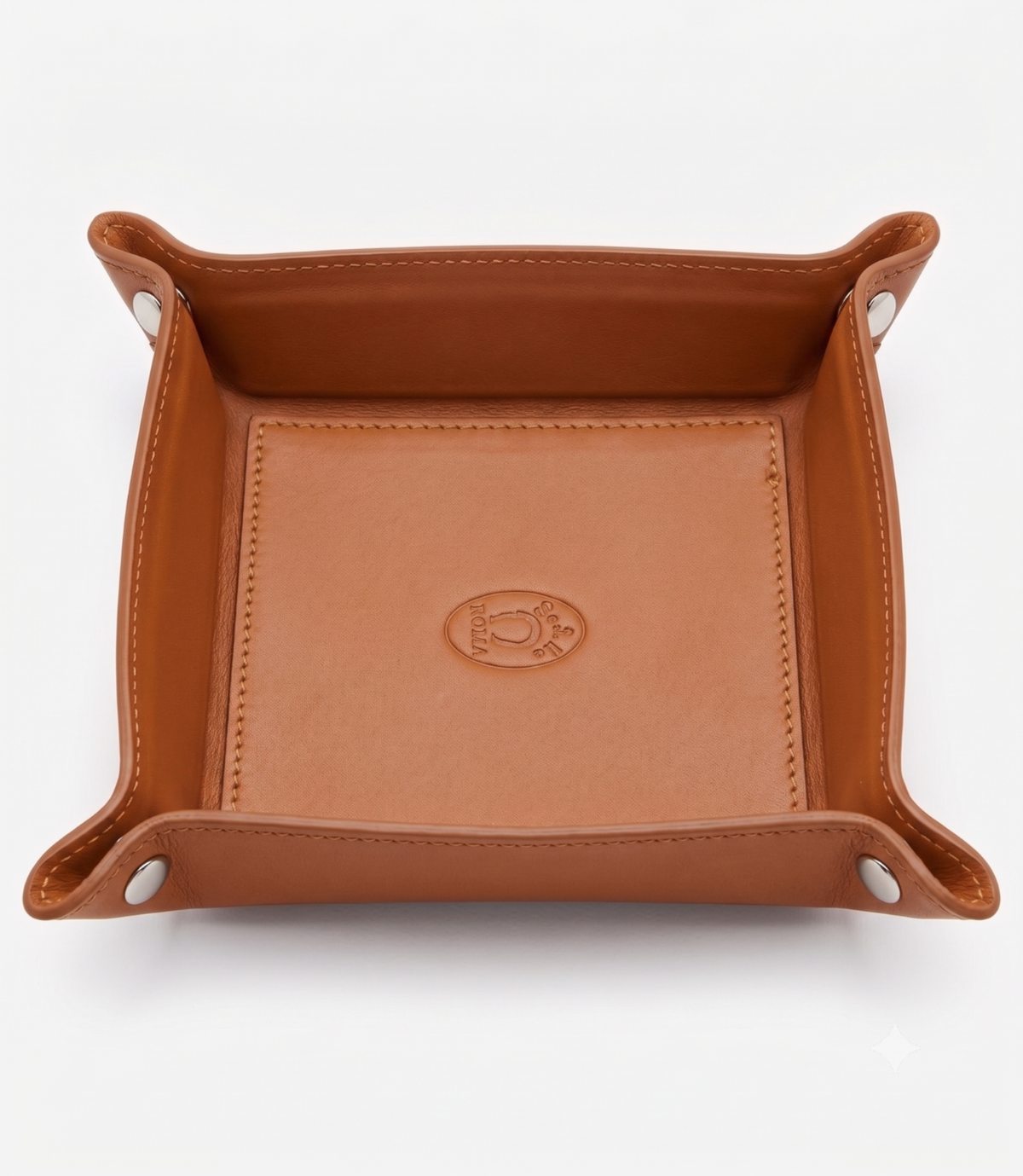 Leather Valet Tray — Cognac