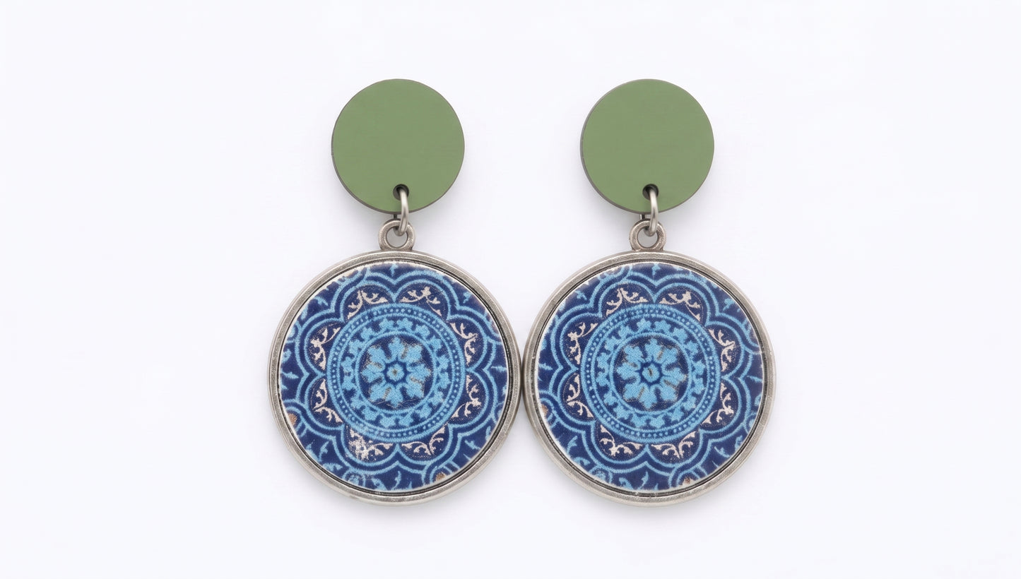 Boho Mosaic Ceramic-Style Drop Earrings