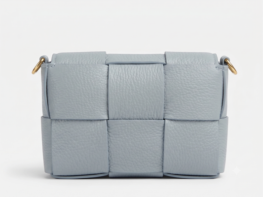Boxy, Interlocking Patterned Italian Leather Crossbody